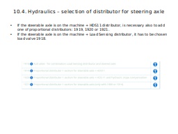 10.4. Hydraulics – selection of distributor for steering axle
